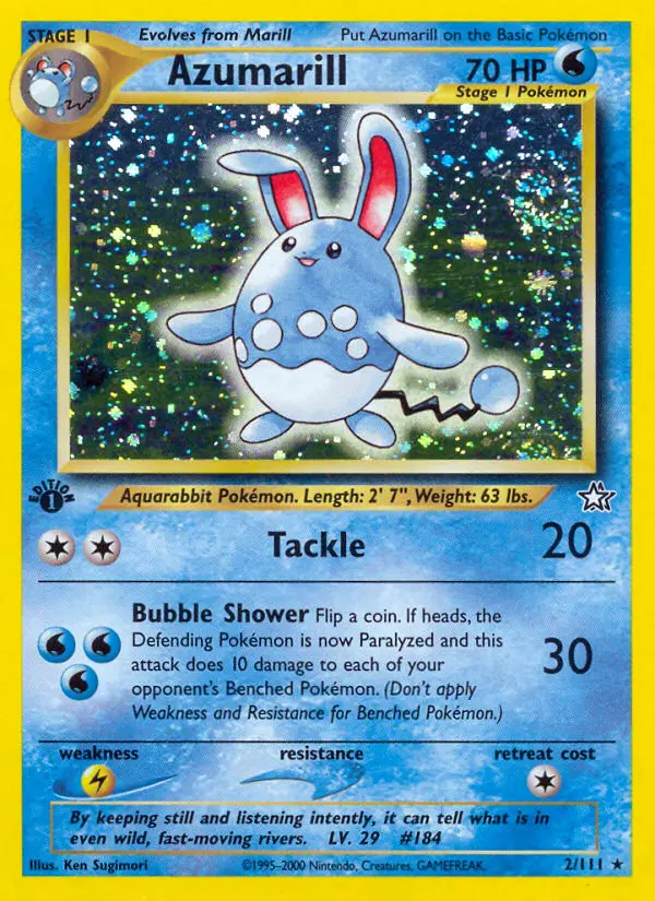 Azumarill Rare rarity Neo Genesis Pokémon card price — $94.25