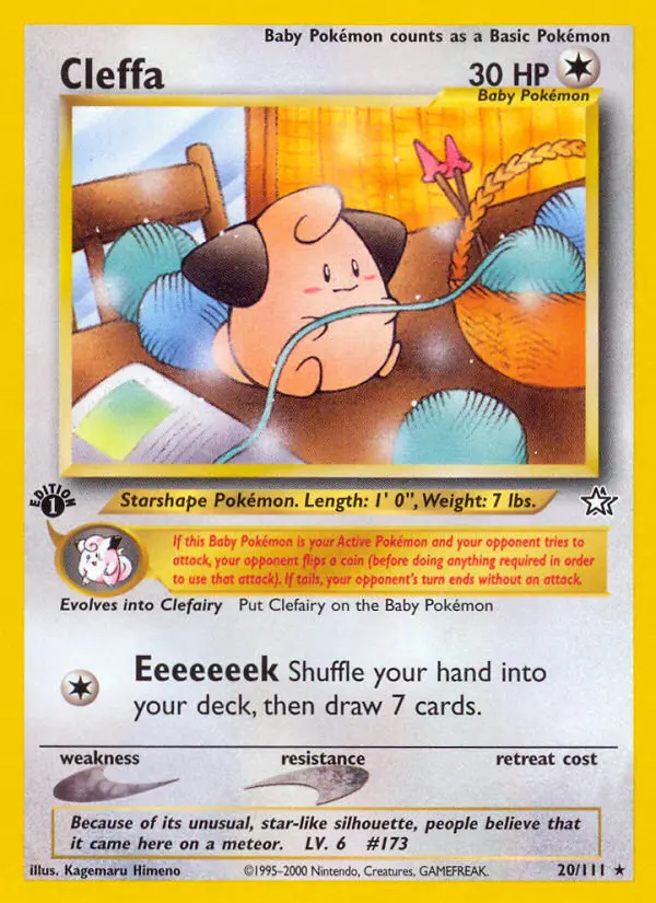 Cleffa Rare rarity Neo Genesis Pokémon card price — $22.31