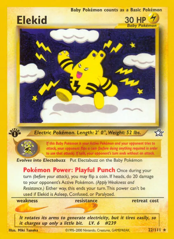 Elekid Rare rarity Neo Genesis Pokémon card price — $22.52