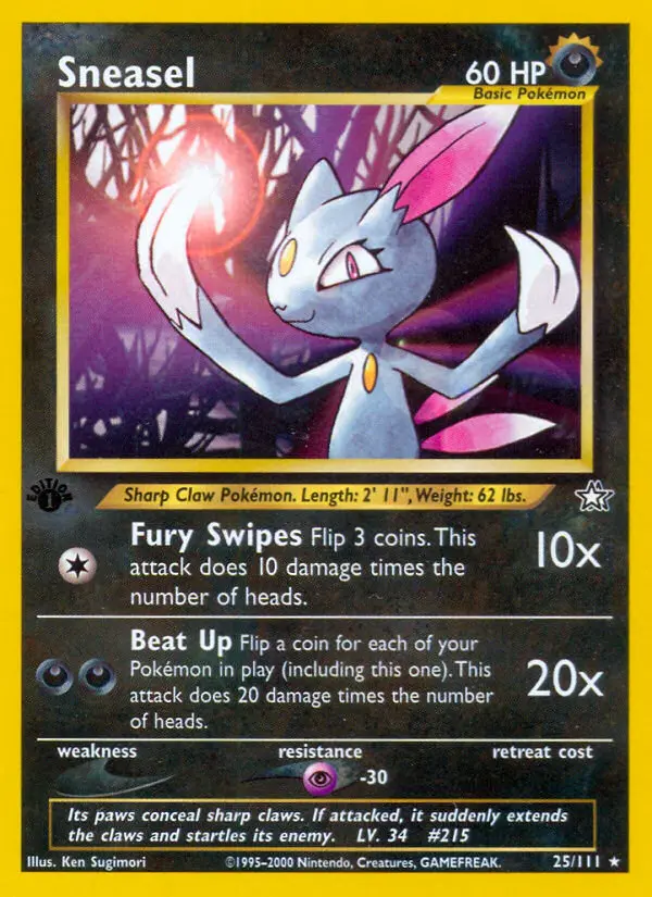Sneasel Rare rarity Neo Genesis Pokémon card price — $15.65