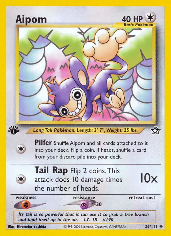 Aipom Uncommon rarity Neo Genesis Pokémon card price — $4.81