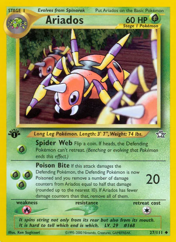 Ariados Uncommon rarity Neo Genesis Pokémon card price — $4.40