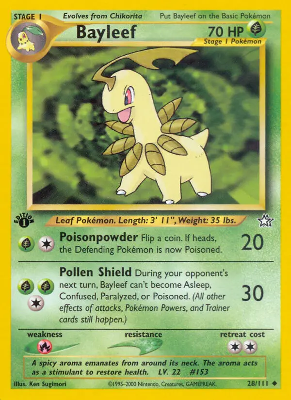 Bayleef Uncommon rarity Neo Genesis Pokémon card price — $13.33