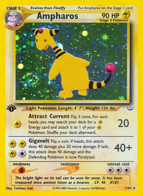 Ampharos Rare rarity Neo Revelation Pokémon card price — $84.32
