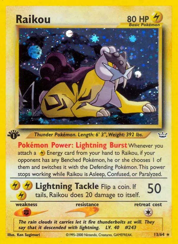 Raikou Rare rarity Neo Revelation Pokémon card price — $498.99