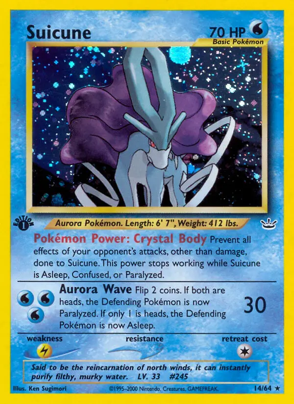 Suicune Rare rarity Neo Revelation Pokémon card price — $460.70