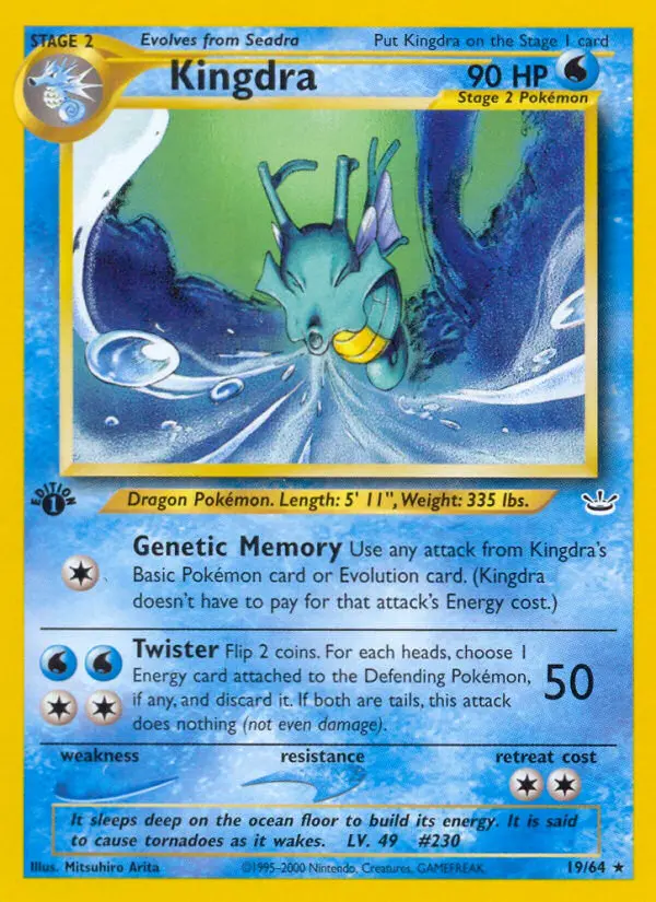 Kingdra Rare rarity Neo Revelation Pokémon card price — $19.85