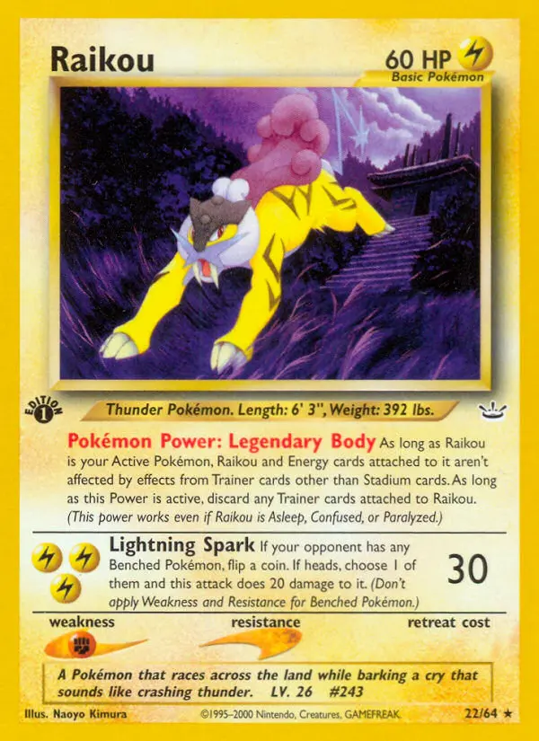 Raikou Rare rarity Neo Revelation Pokémon card price — $49.56