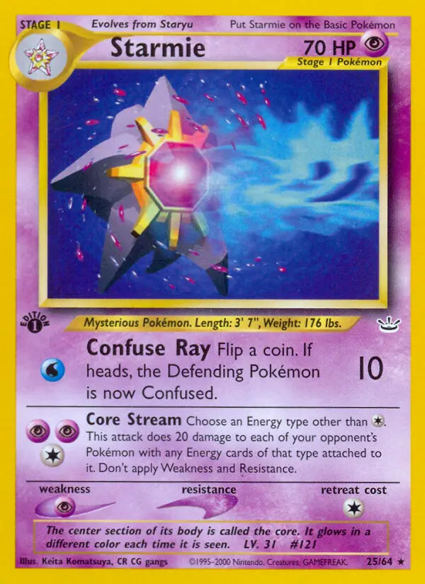 Starmie Rare rarity Neo Revelation Pokémon card price — $12.26