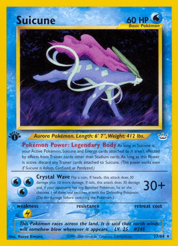 Suicune Rare rarity Neo Revelation Pokémon card price — $64.98