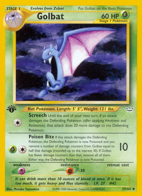 Golbat Uncommon rarity Neo Revelation Pokémon card price — $2.98