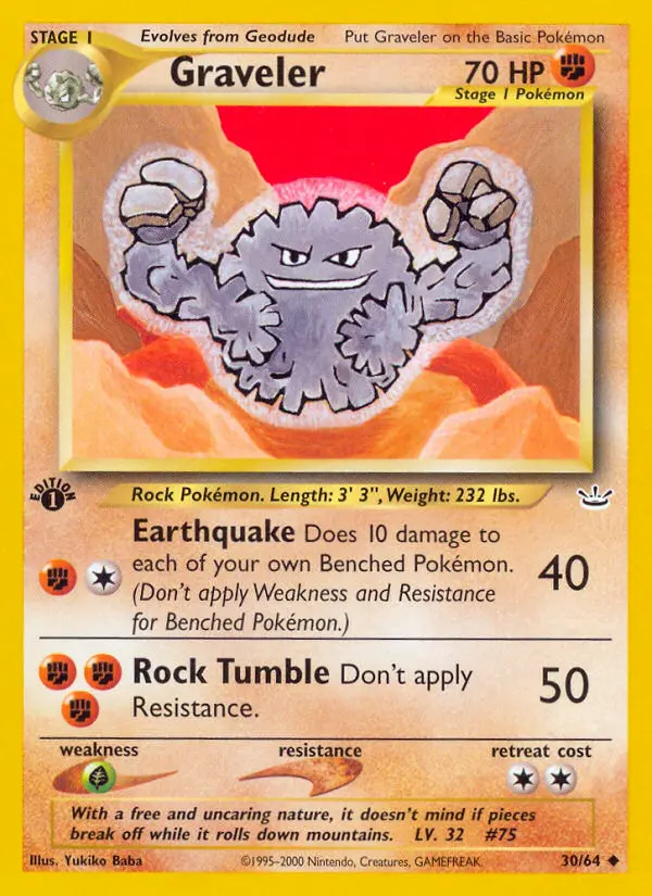 Graveler Uncommon rarity Neo Revelation Pokémon card price — $2.90