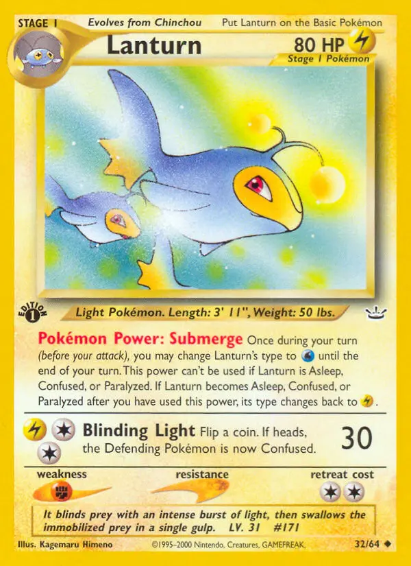 Lanturn Uncommon rarity Neo Revelation Pokémon card price — $2.66