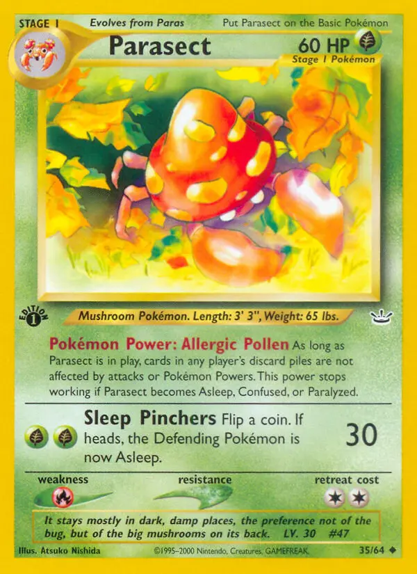 Parasect Uncommon rarity Neo Revelation Pokémon card price — $3.11