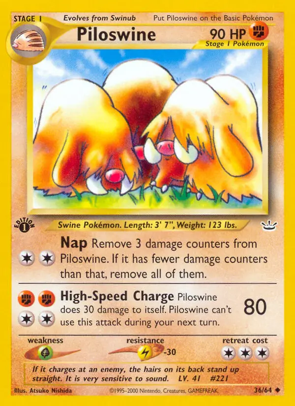 Piloswine Uncommon rarity Neo Revelation Pokémon card price — $2.83