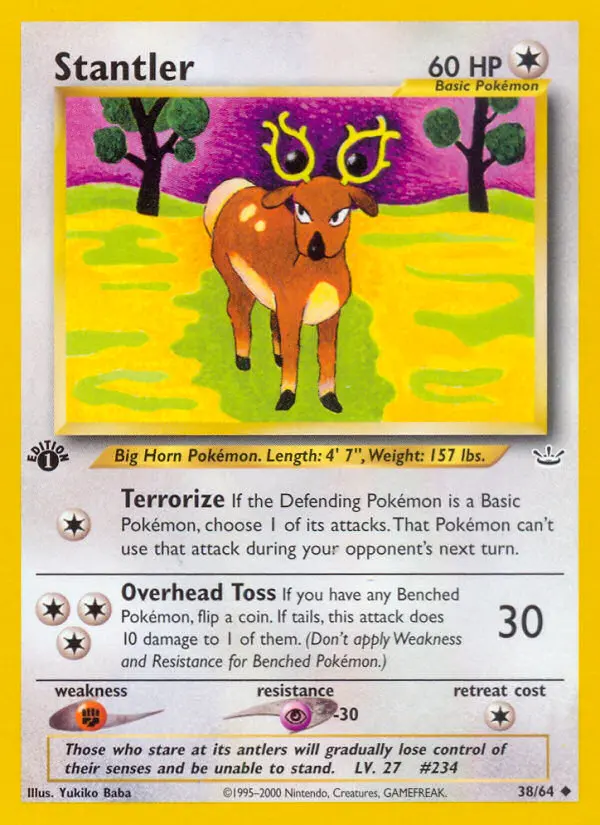 Stantler Uncommon rarity Neo Revelation Pokémon card price — $2.98