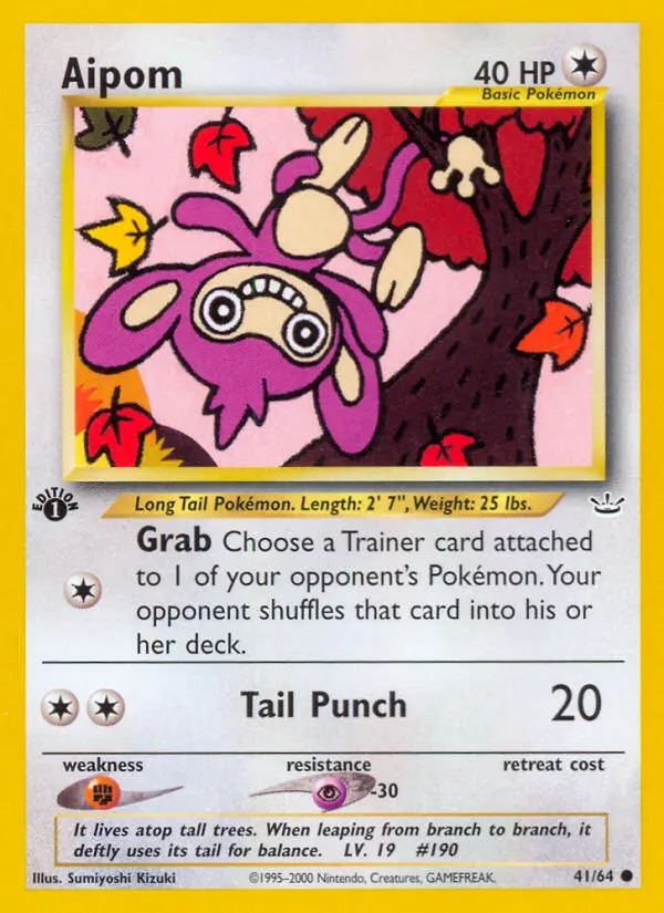 Aipom Common rarity Neo Revelation Pokémon card price — $1.99