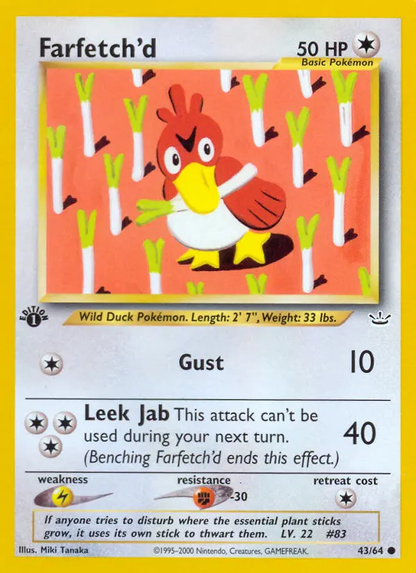 Farfetch'd Common rarity Neo Revelation Pokémon card price — $2.88