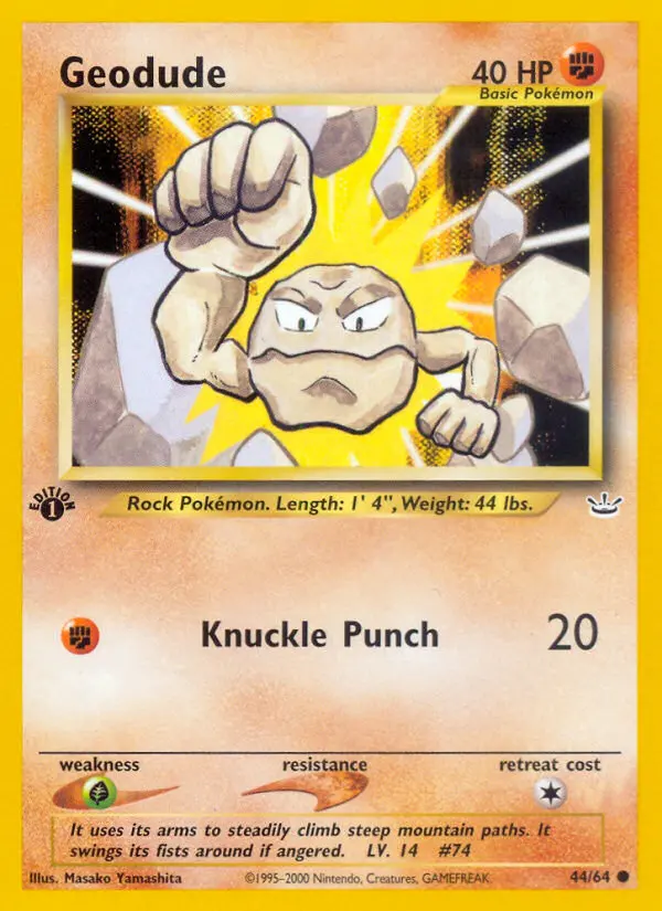 Geodude Common rarity Neo Revelation Pokémon card price — $1.82