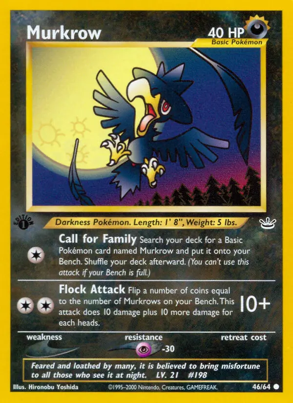 Murkrow Common rarity Neo Revelation Pokémon card price — $3.36