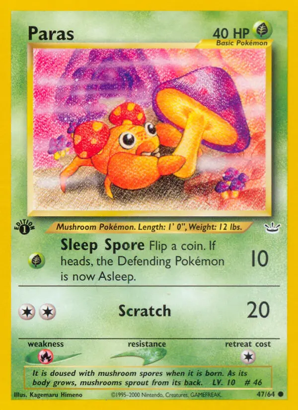 Paras Common rarity Neo Revelation Pokémon card price — $2.71