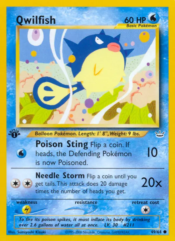 Qwilfish Common rarity Neo Revelation Pokémon card price — $2.01