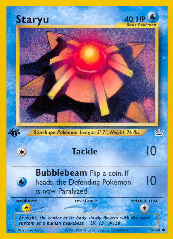 Staryu Common rarity Neo Revelation Pokémon card price — $2.60