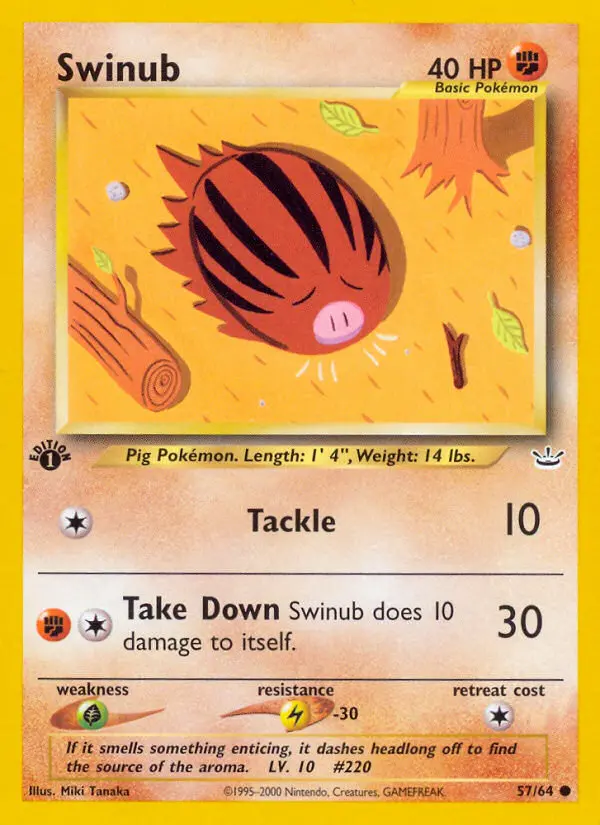 Swinub Common rarity Neo Revelation Pokémon card price — $1.87