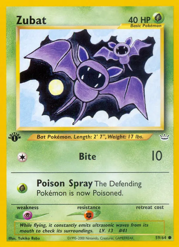 Zubat Common rarity Neo Revelation Pokémon card price — $2.50