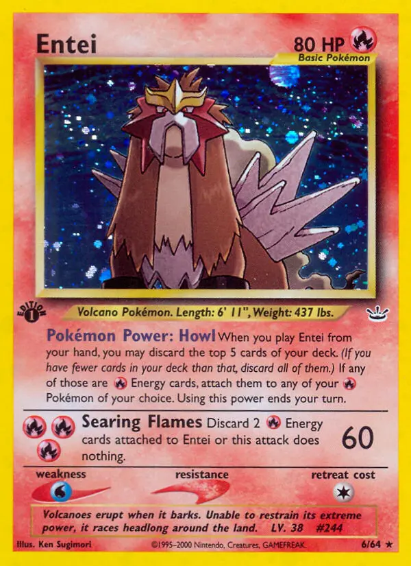 Entei Rare rarity Neo Revelation Pokémon card price — $500.00