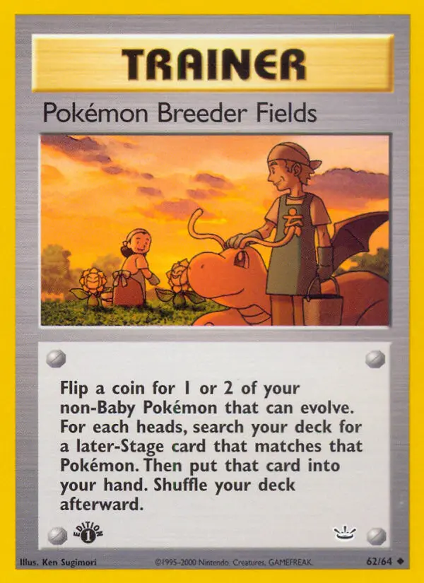 Pokémon Breeder Fields Uncommon rarity Neo Revelation Pokémon card price — $1.72