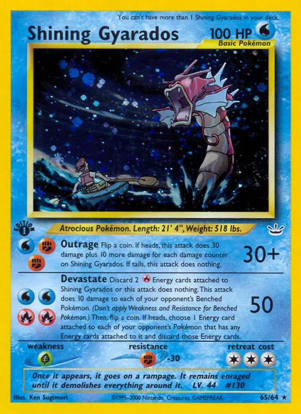 Shining Gyarados Secret Rare rarity Neo Revelation Pokémon card price — $588.94