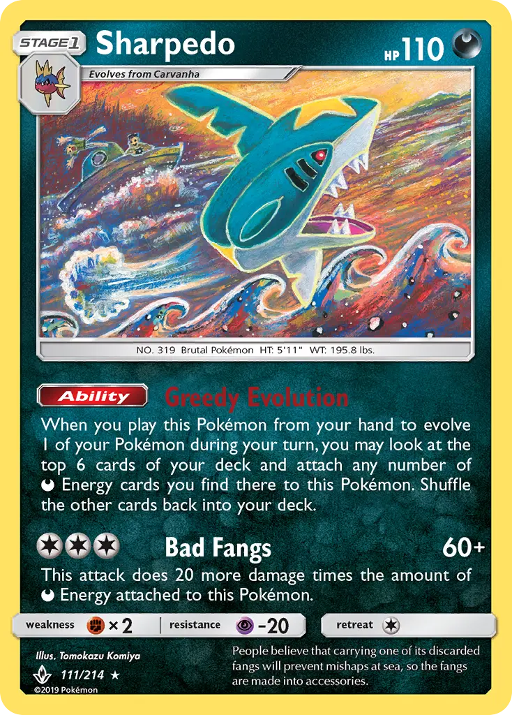 Sharpedo Rare rarity Unbroken Bonds Pokémon card price — $5.95