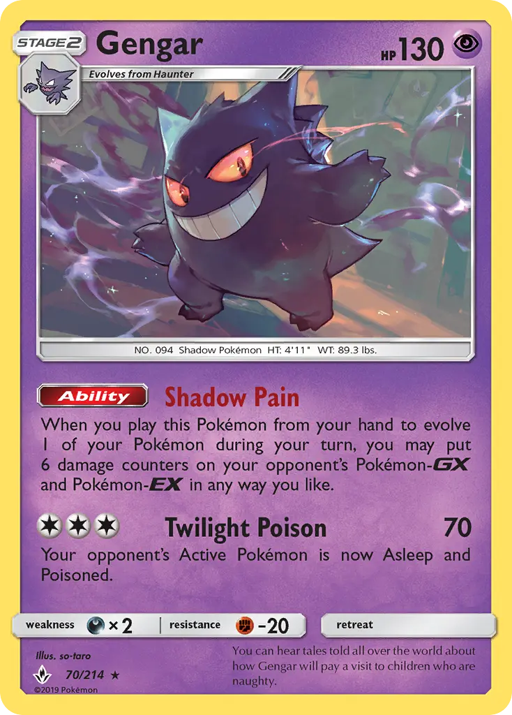 Gengar Rare rarity Unbroken Bonds Pokémon card price — $47.99