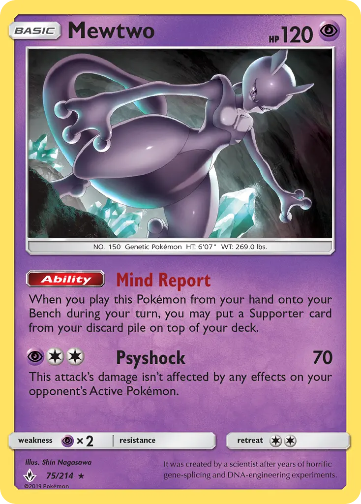 Mewtwo Rare rarity Unbroken Bonds Pokémon card price — $7.16