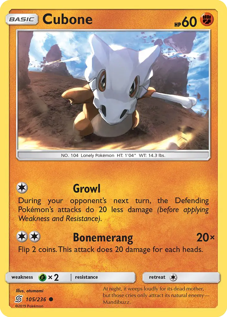 Cubone Common rarity Unified Minds Pokémon card price — $2.28