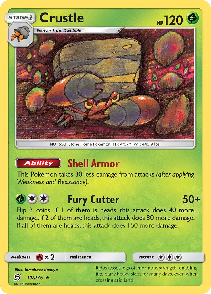 Crustle Rare rarity Unified Minds Pokémon card price — $1.35
