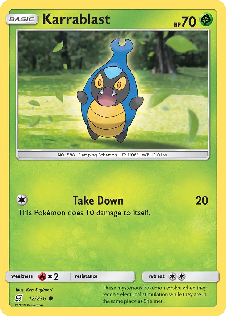 Karrablast Common rarity Unified Minds Pokémon card price — $0.36