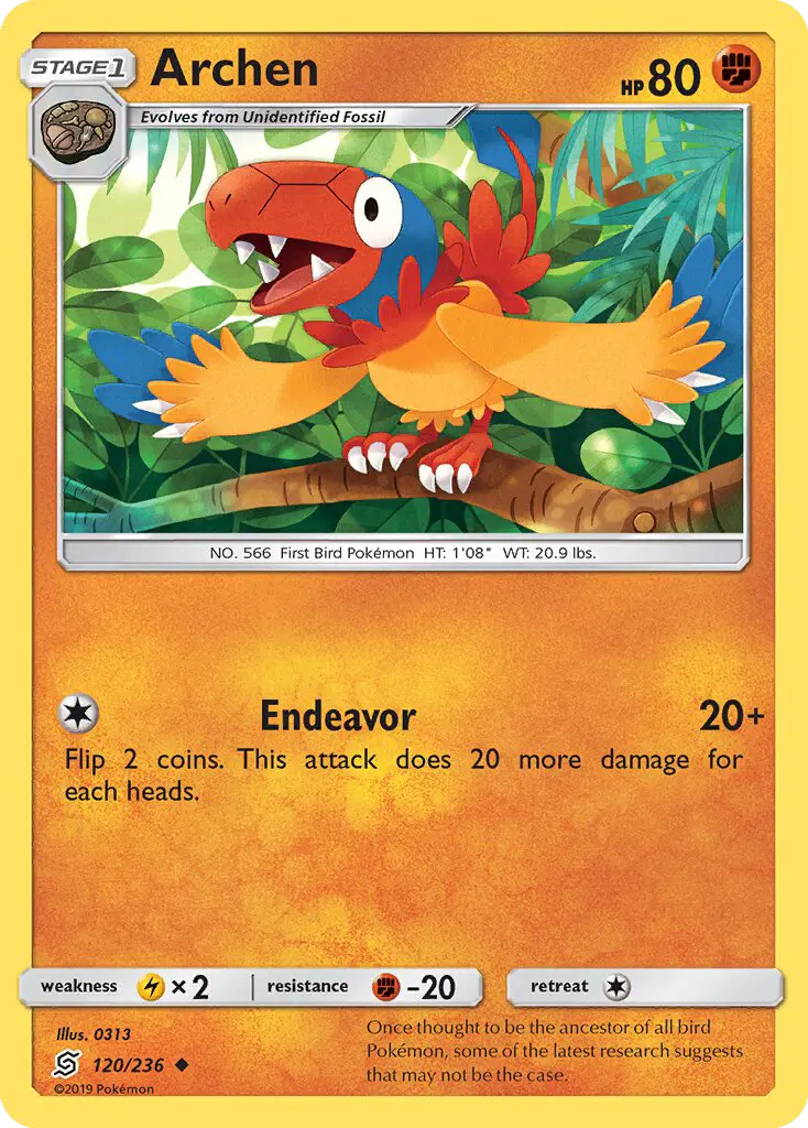 Archen Uncommon rarity Unified Minds Pokémon card price — $0.53