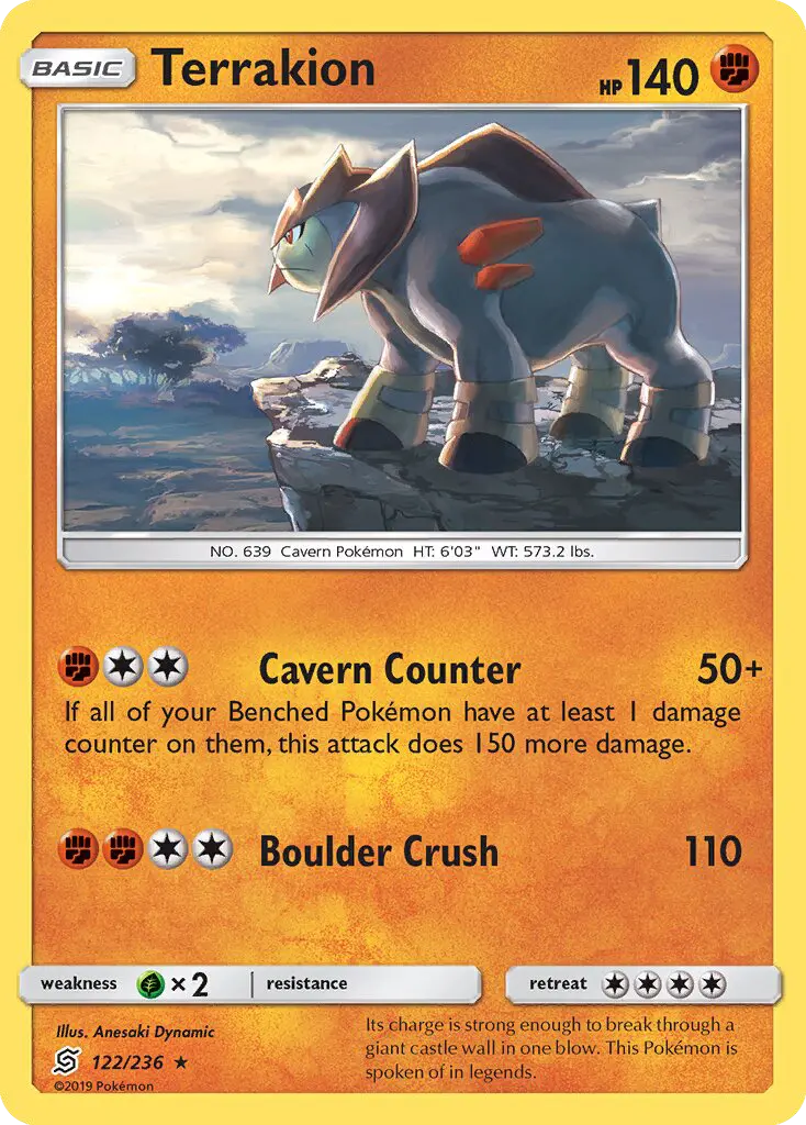 Terrakion Rare rarity Unified Minds Pokémon card price — $0.58