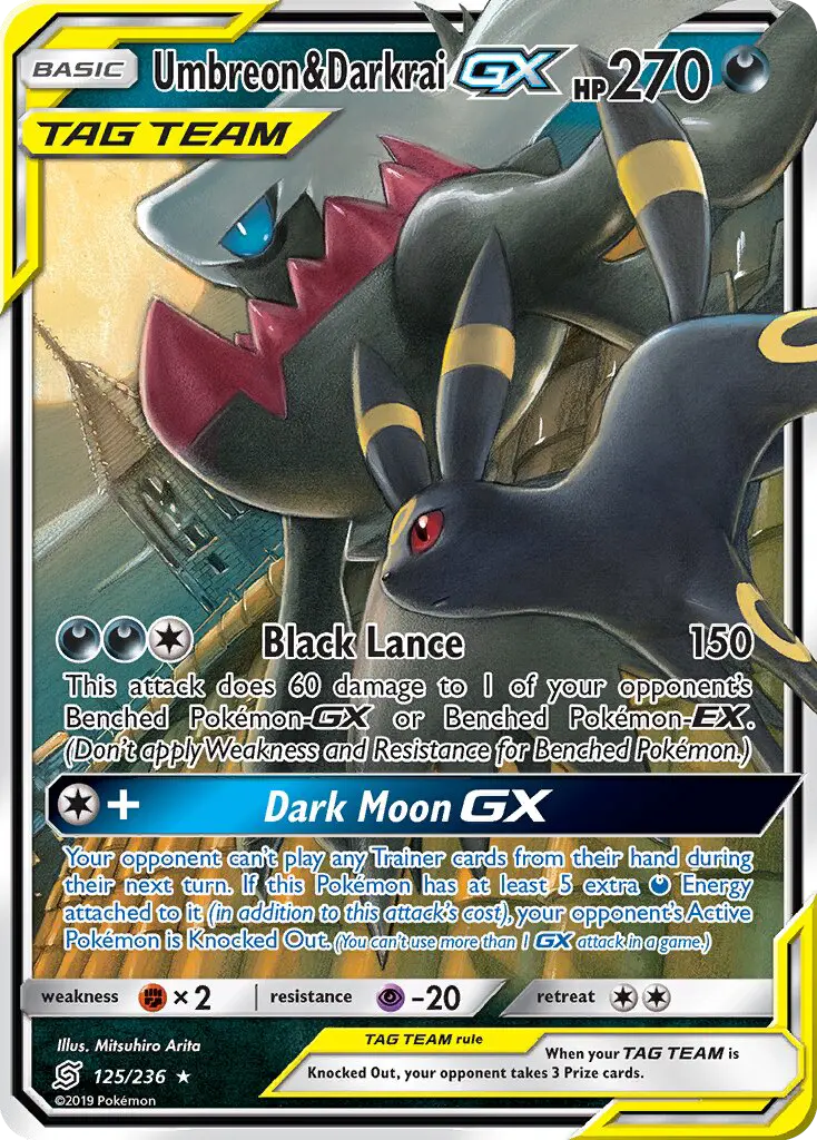 Umbreon & Darkrai GX Ultra Rare rarity Unified Minds Pokémon card price — $109.35