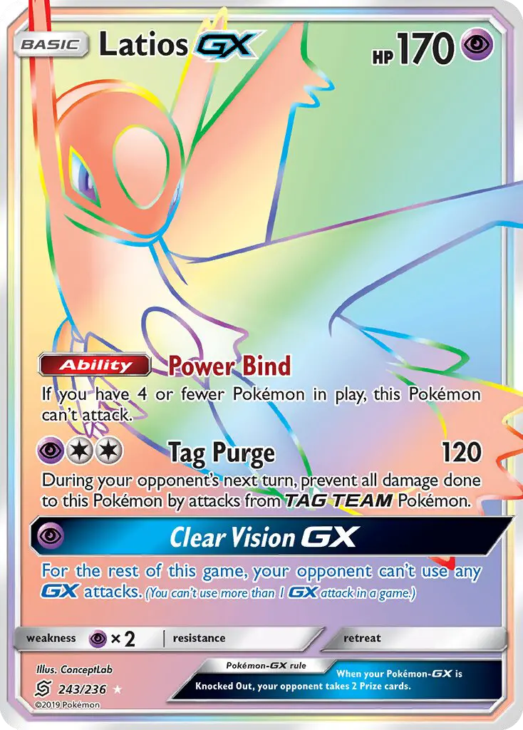 Latios GX Secret Rare rarity Unified Minds Pokémon card price — $71.38