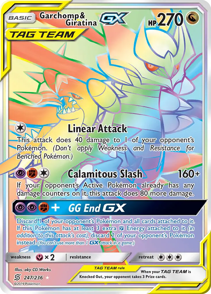 Garchomp & Giratina GX Secret Rare rarity Unified Minds Pokémon card price — $121.39