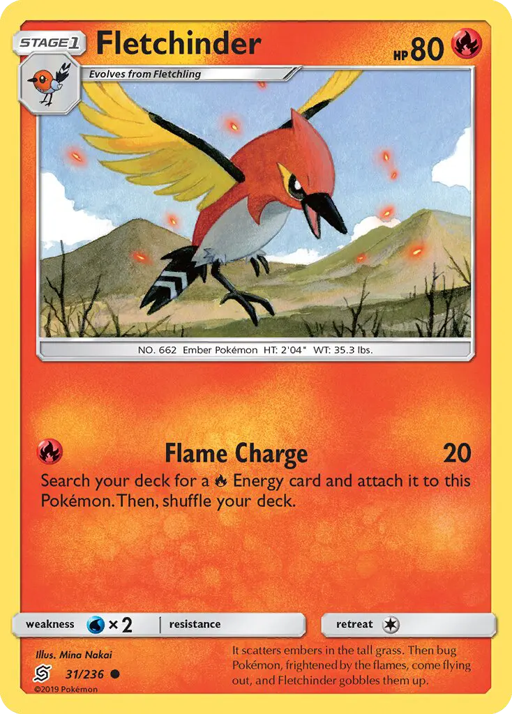 Fletchinder Common rarity Unified Minds Pokémon card price — $0.43