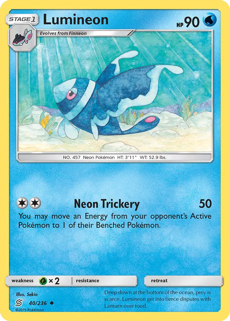 Lumineon Uncommon rarity Unified Minds Pokémon card price — $0.40