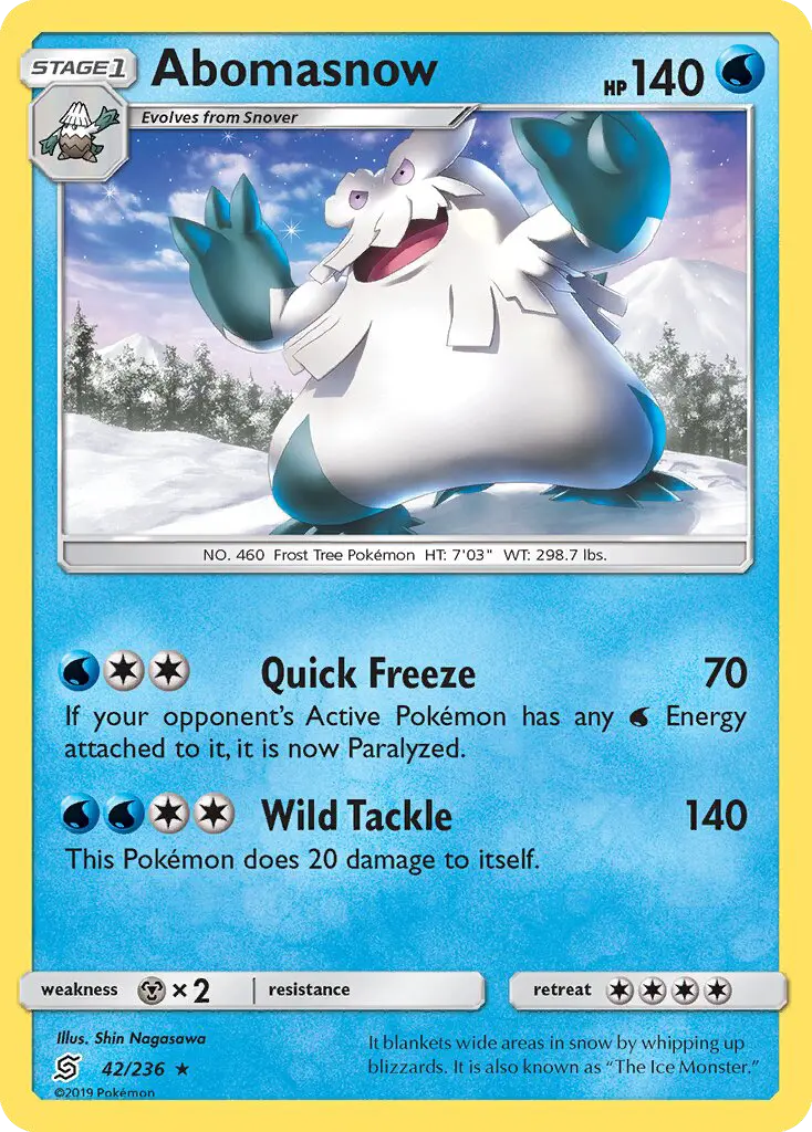 Abomasnow Rare rarity Unified Minds Pokémon card price — $0.40