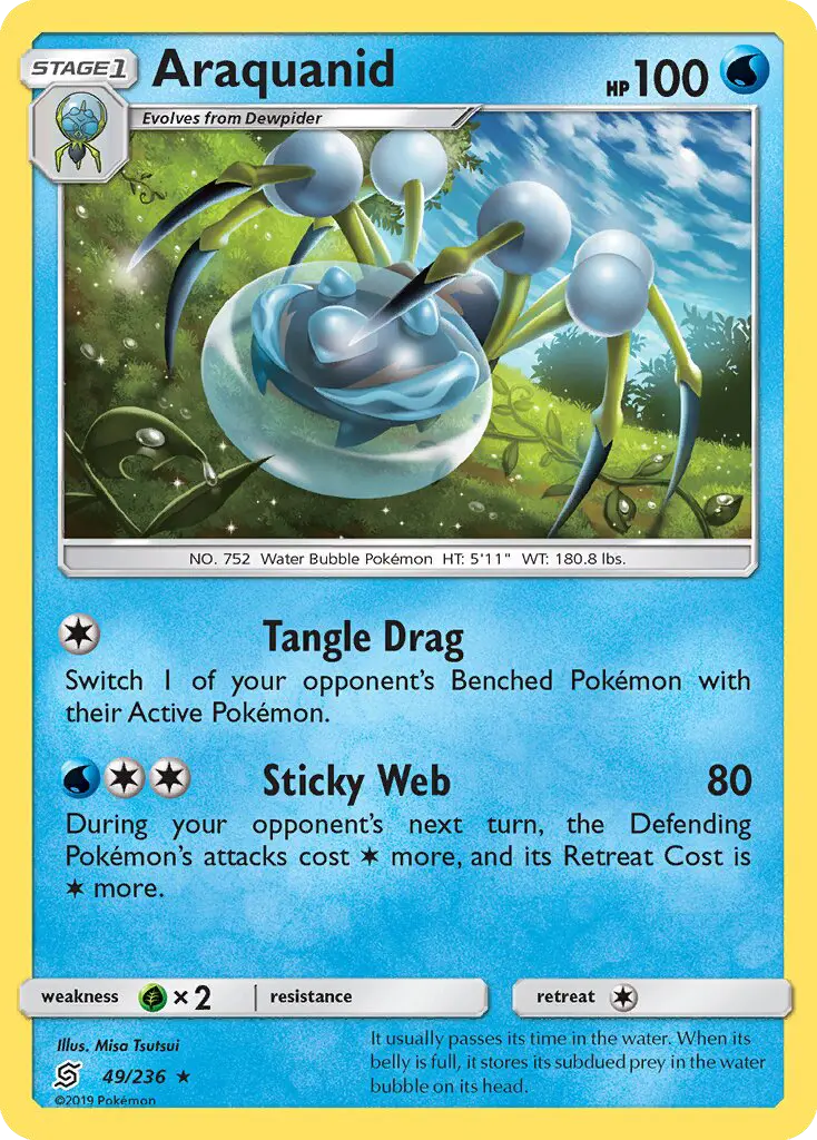 Araquanid Rare rarity Unified Minds Pokémon card price — $0.42