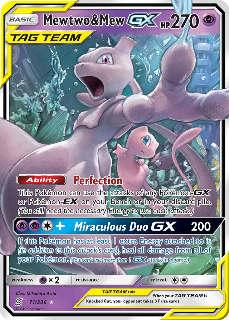 Mewtwo & Mew GX Ultra Rare rarity Unified Minds Pokémon card price — $115.68