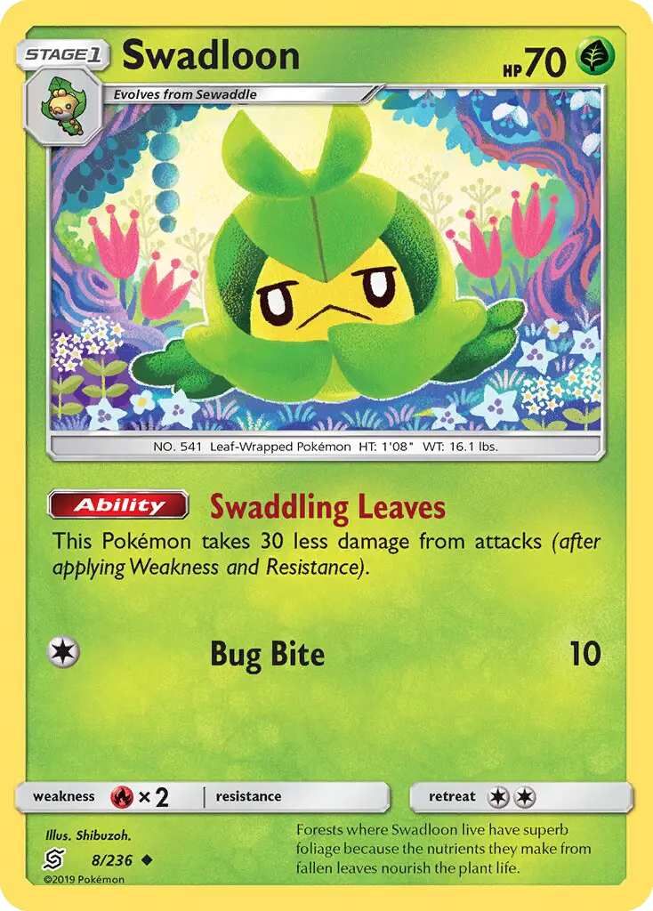 Swadloon Uncommon rarity Unified Minds Pokémon card price — $0.89