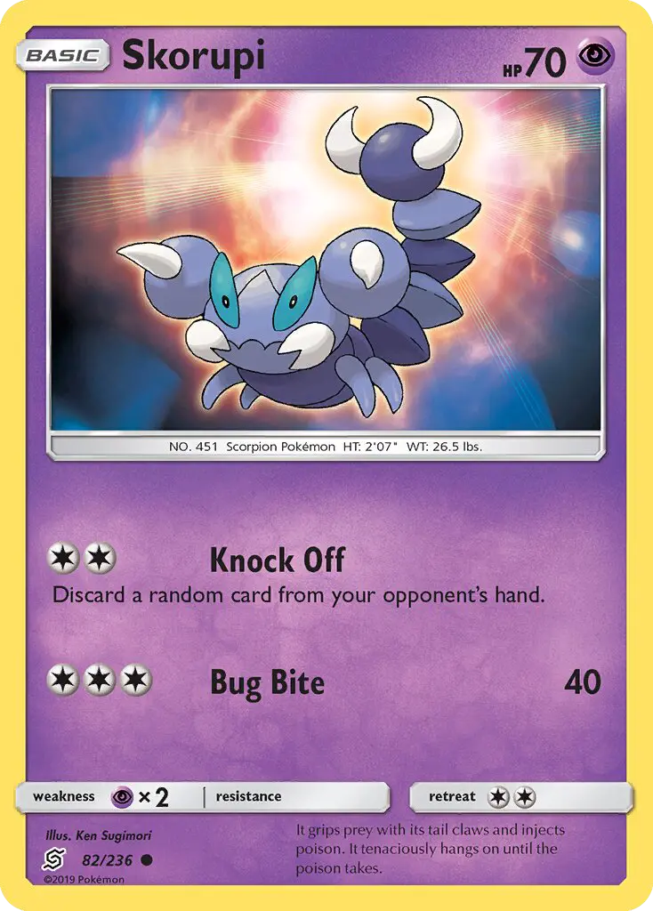 Skorupi Common rarity Unified Minds Pokémon card price — $0.36